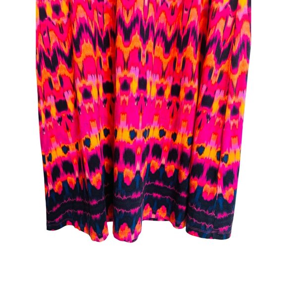 2/$30 Cynthia Rowley M Vibrant Ikat Pattern Maxi Skirt Magenta, Navy, Black - Picture 5 of 12